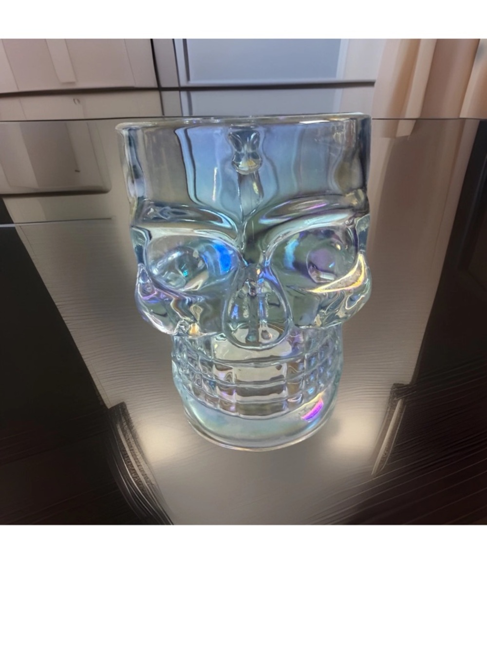 Source Unknown Iridescent Glass Skull Mug